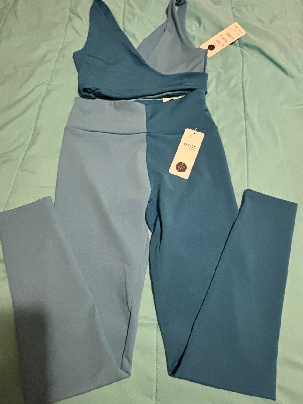 ® OTOS Women's Two-Tone Blue Sculpting Leggings & top set size M